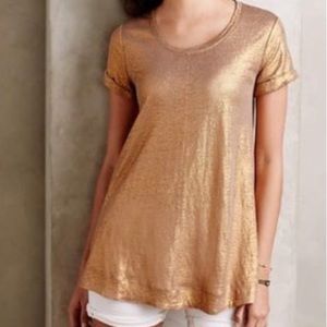 Anthropologie Bordeaux Copper Shimmer Flow Top